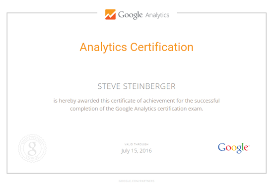 google analytics certification